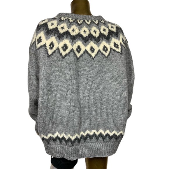 Vintage Wool LL Bean Fair Isle Sweater Zip Cardigan Grunge Holes Chunky Heavy XL - Picture 5 of 14